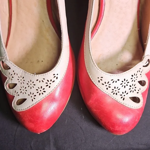 Stylish Red and Cream Ankle Strap Women's Shoes by Miz Mooz - Picture 5 of 10